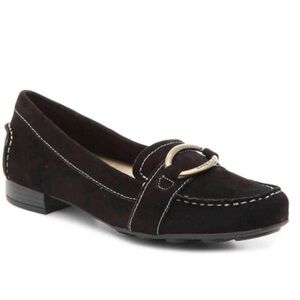 Anne Klein Suede Hanya Loafer Black Suede Leather Women’s Size 6 Flats Shoes
